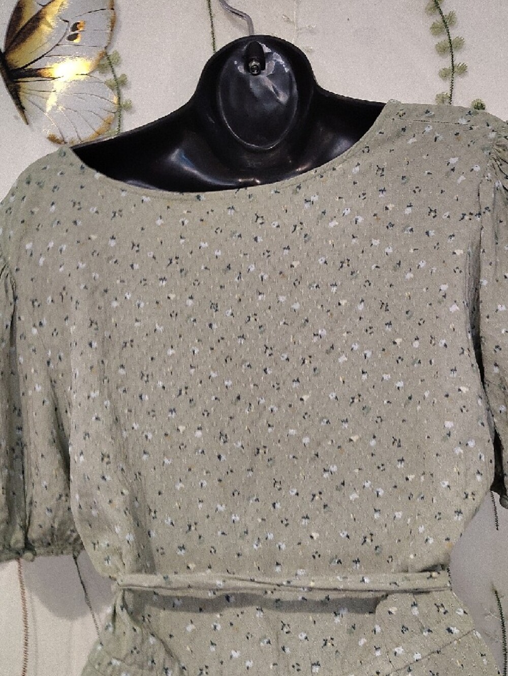 Universal Thread Sage Green Button-Front Mini Dress With Pockets Excellent Cond - Picture 9 of 15